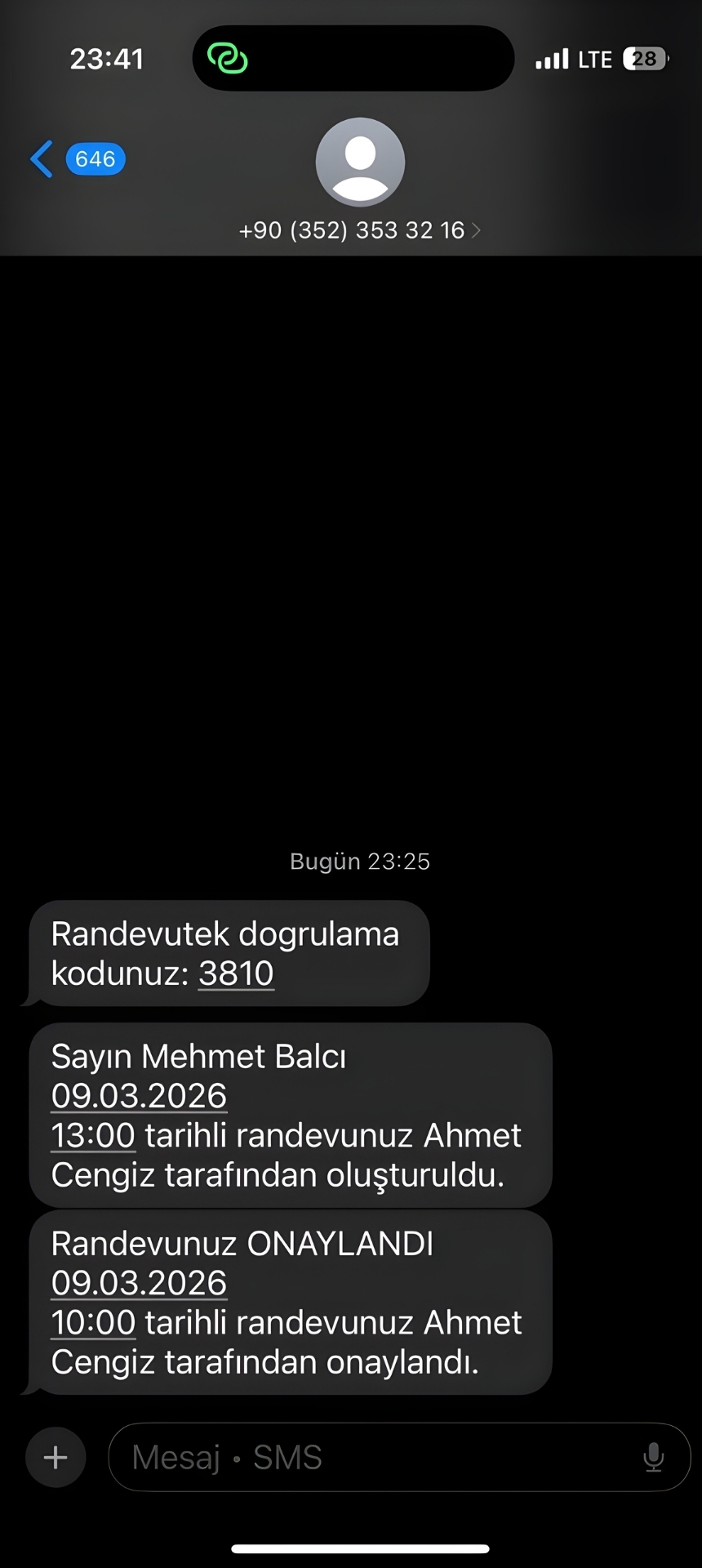 SMS Onay Ekranı